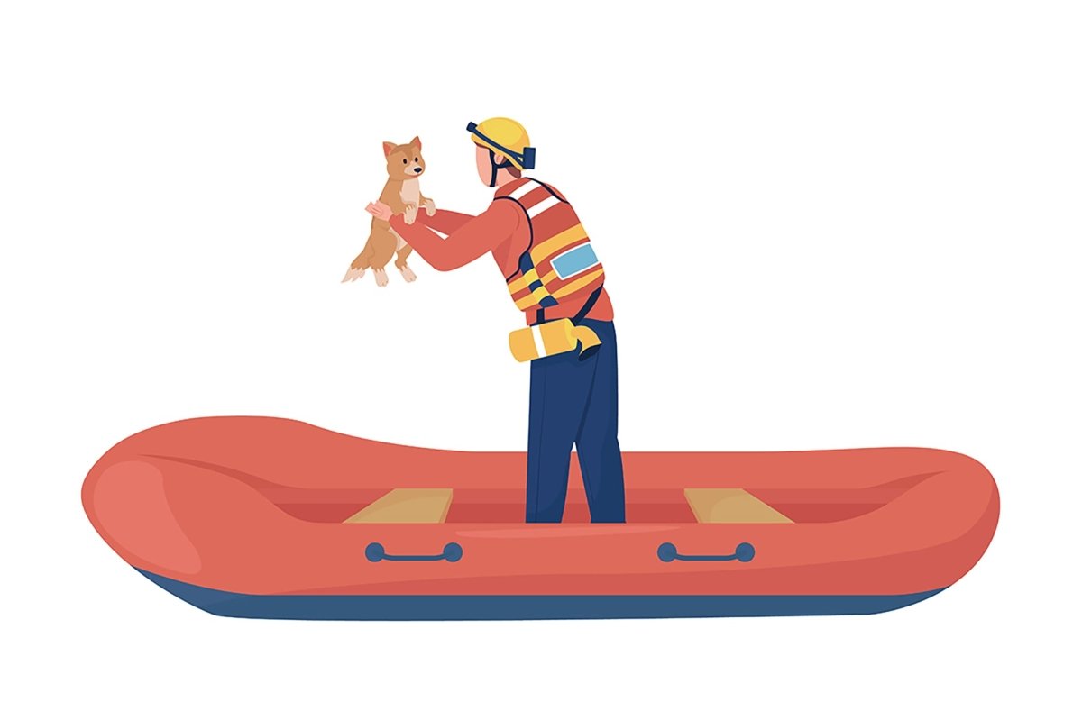 Stressed family members with pet semi flat color vector characters set