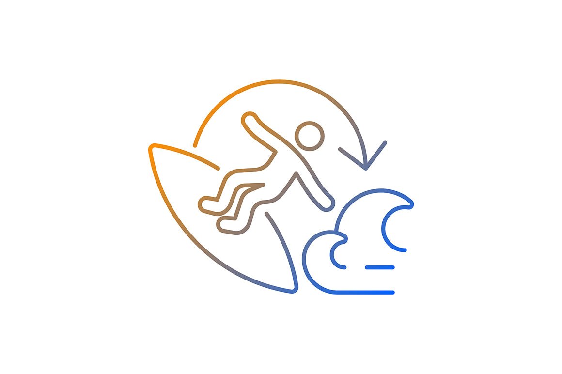 Surfing gradient linear vector icons set