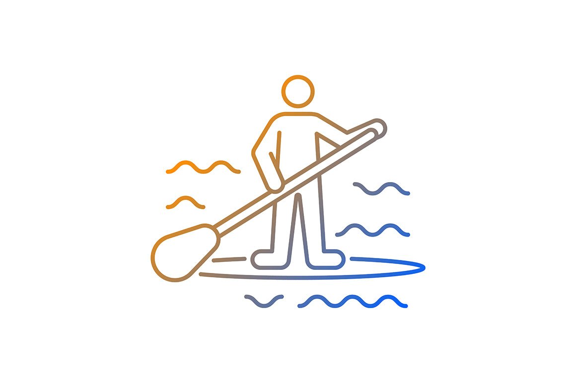 Surfing gradient linear vector icons set