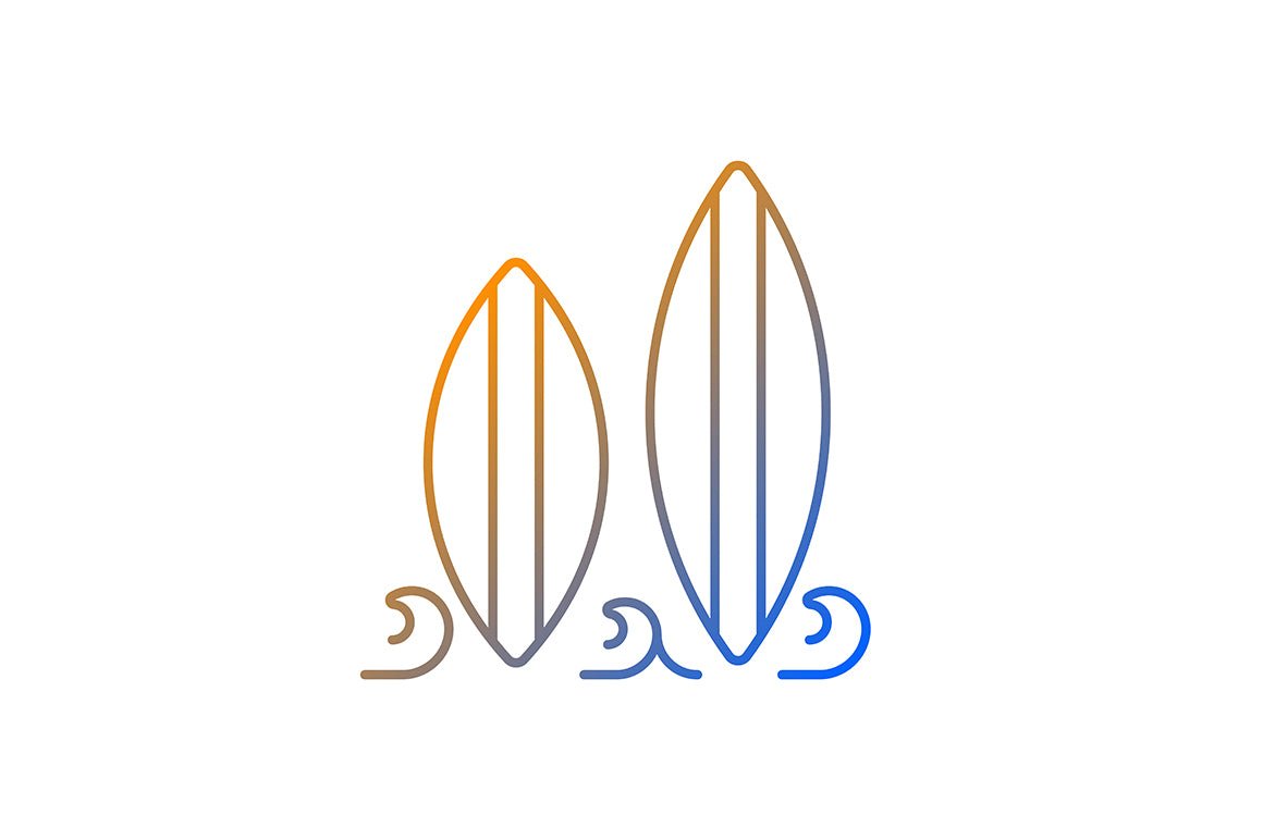 Surfing gradient linear vector icons set