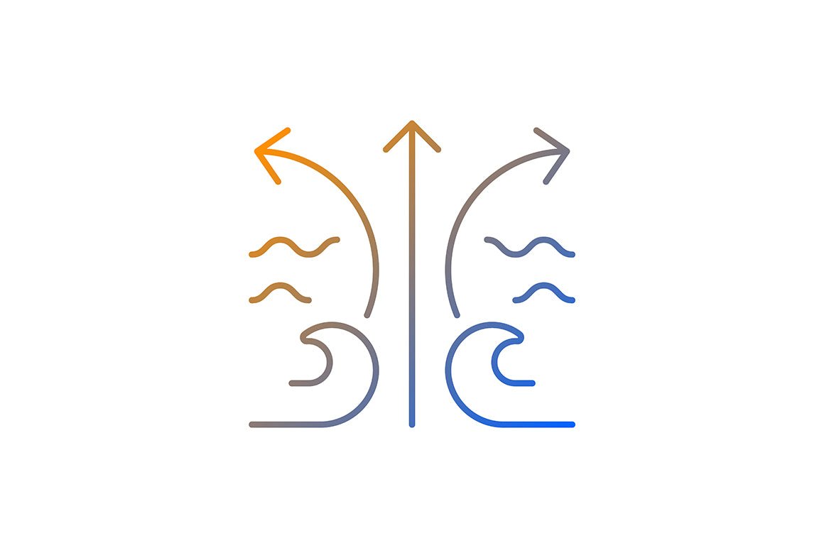 Surfing gradient linear vector icons set