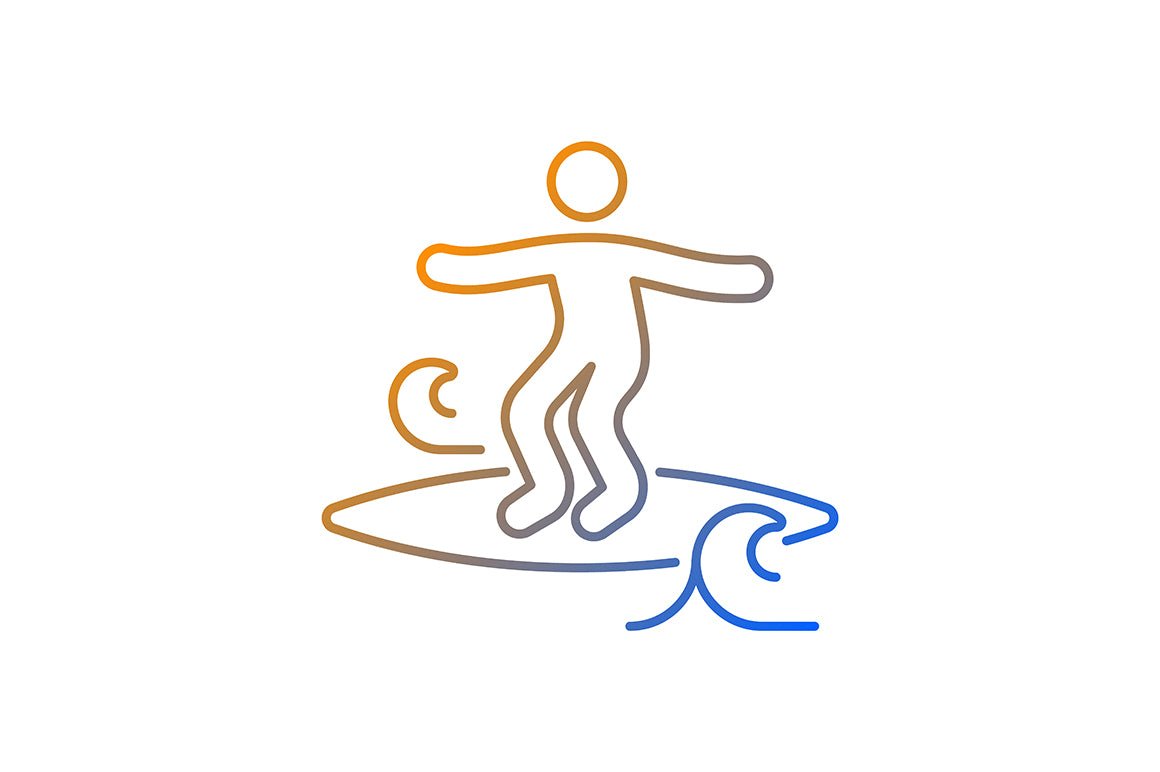 Surfing gradient linear vector icons set
