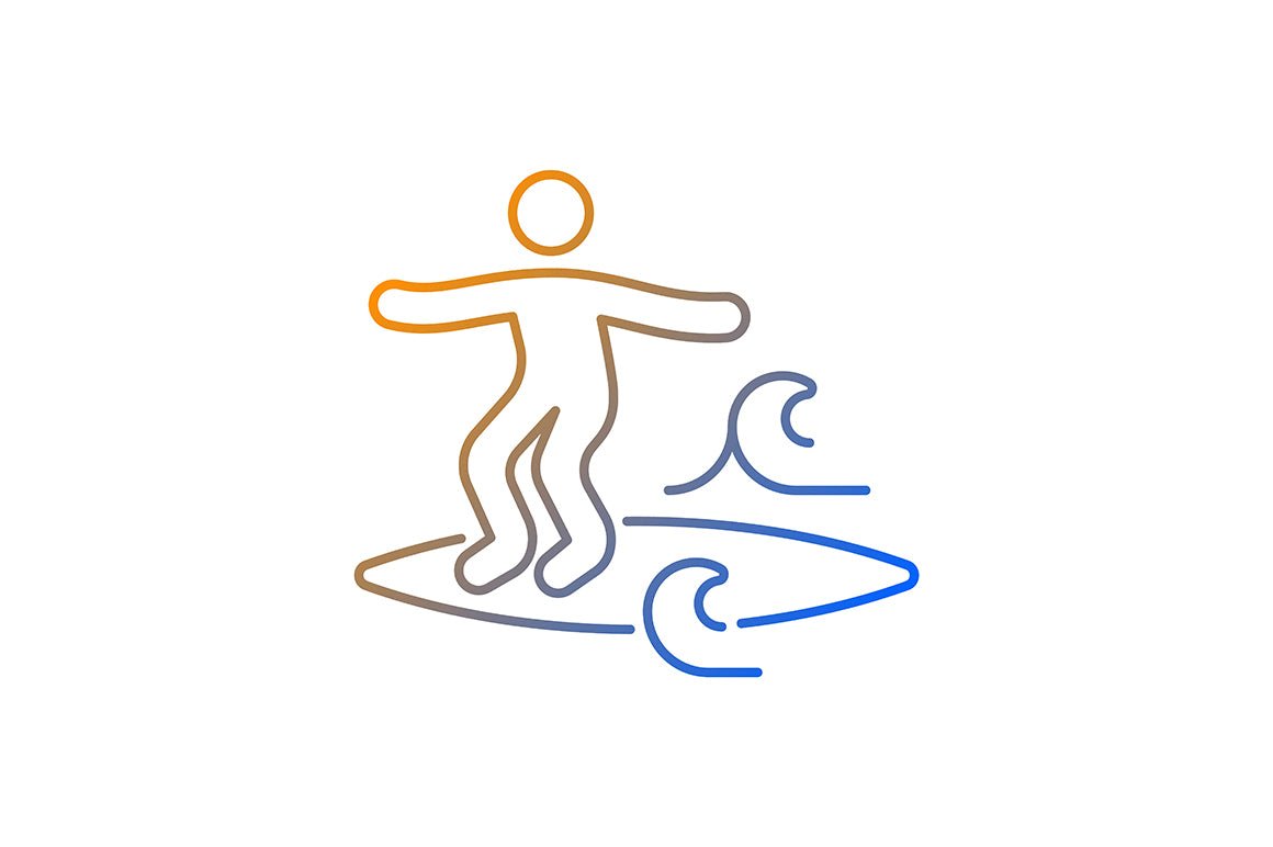Surfing gradient linear vector icons set