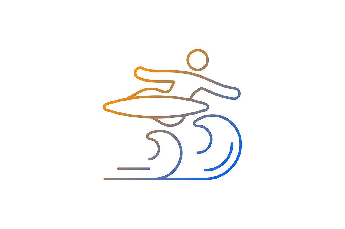 Surfing gradient linear vector icons set