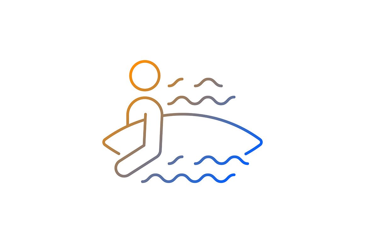 Surfing gradient linear vector icons set