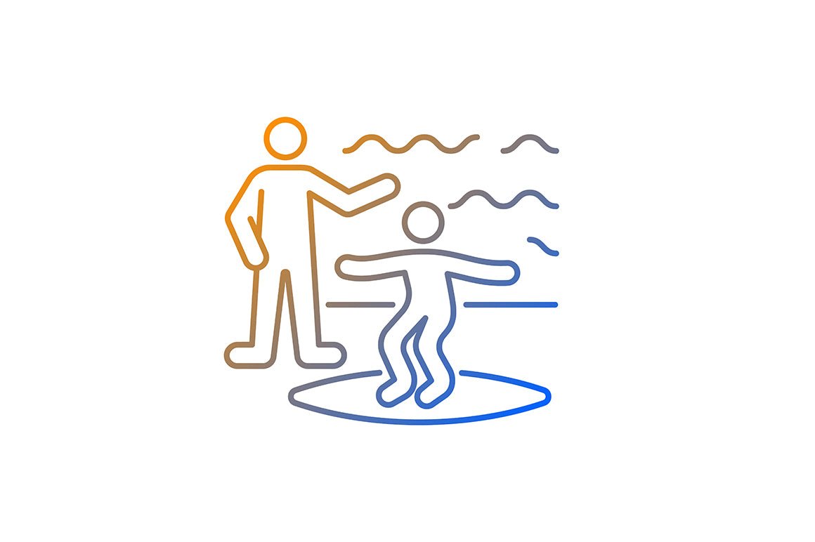 Surfing gradient linear vector icons set