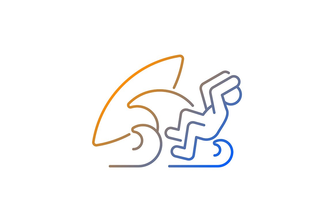Surfing gradient linear vector icons set