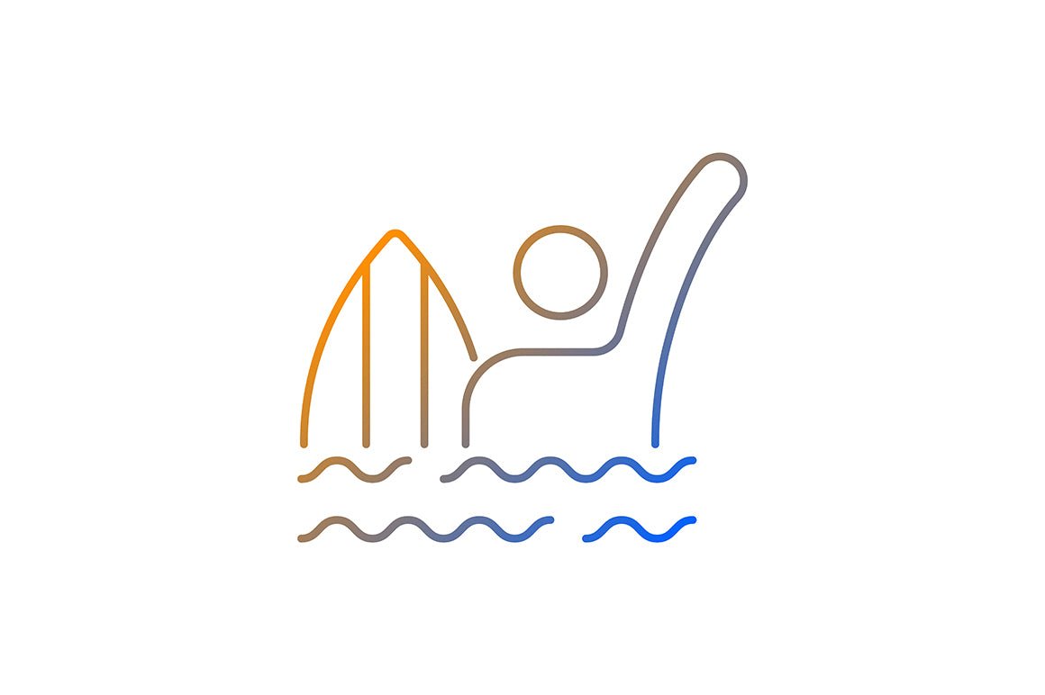 Surfing gradient linear vector icons set