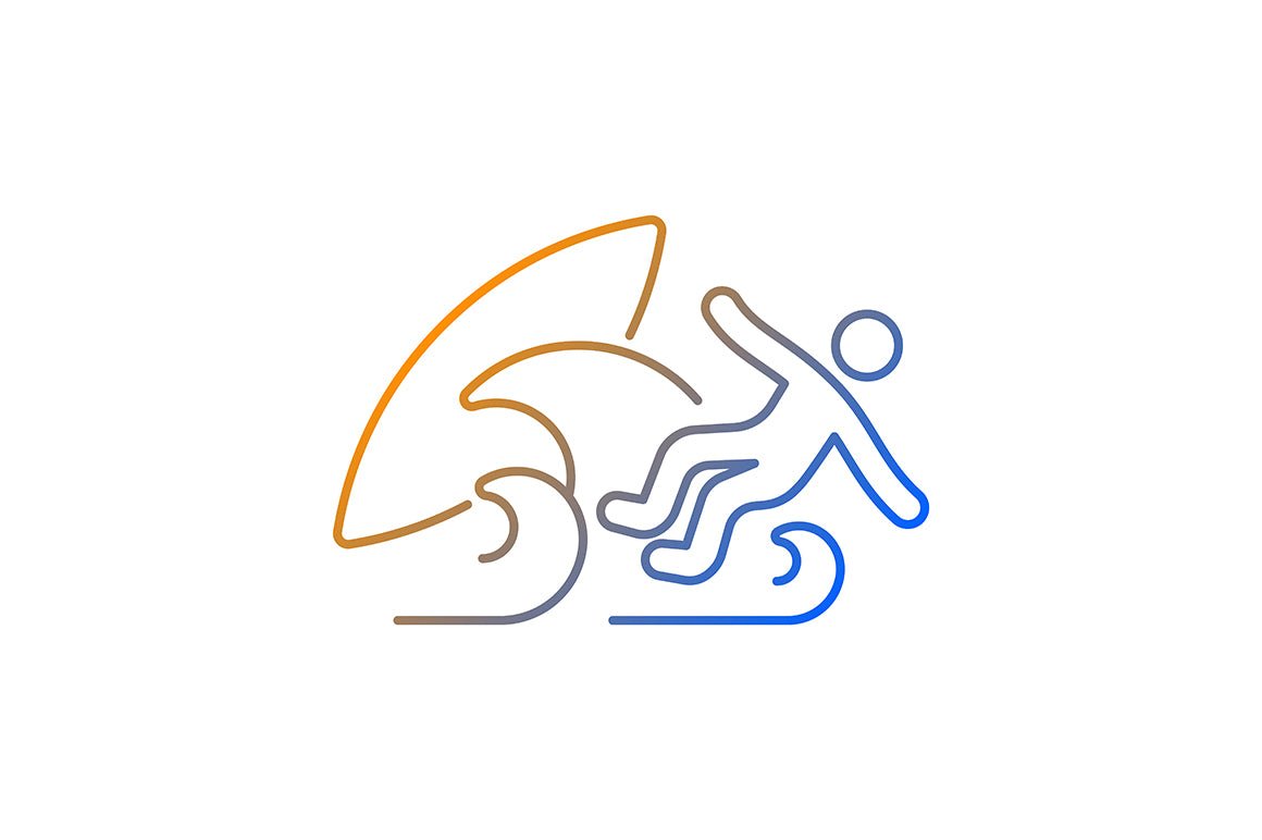 Surfing gradient linear vector icons set
