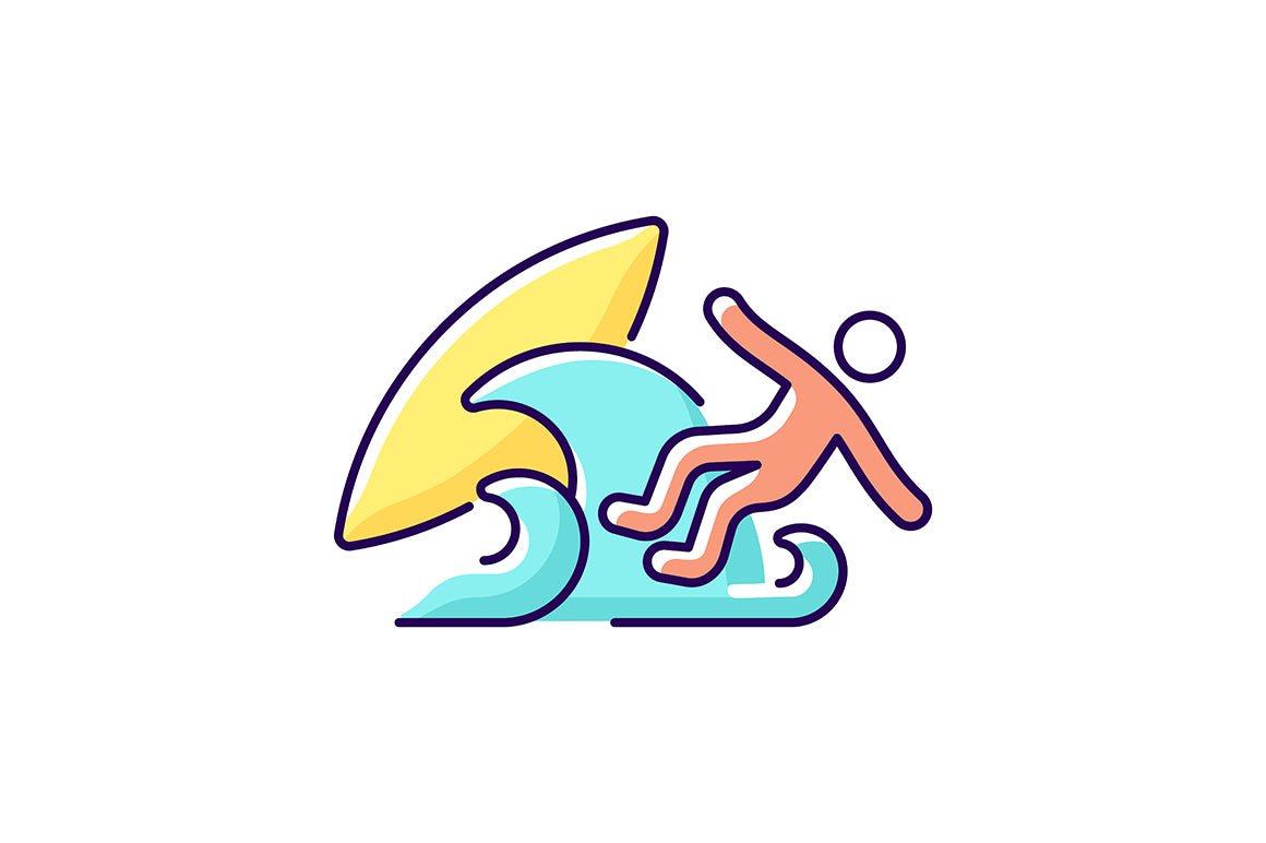 Surfing RGB color icons set