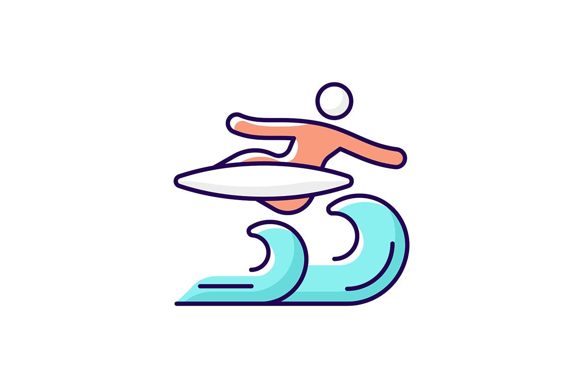 Surfing RGB color icons set