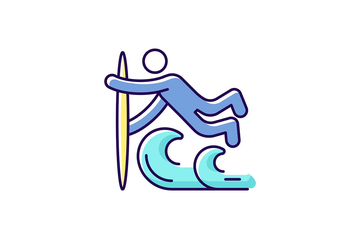 Surfing RGB color icons set
