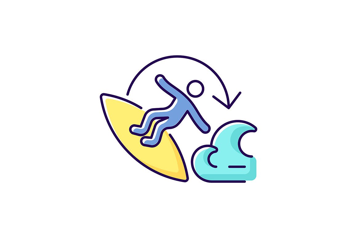 Surfing RGB color icons set