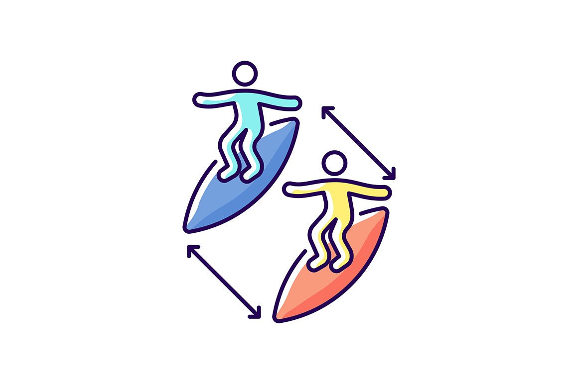 Surfing RGB color icons set