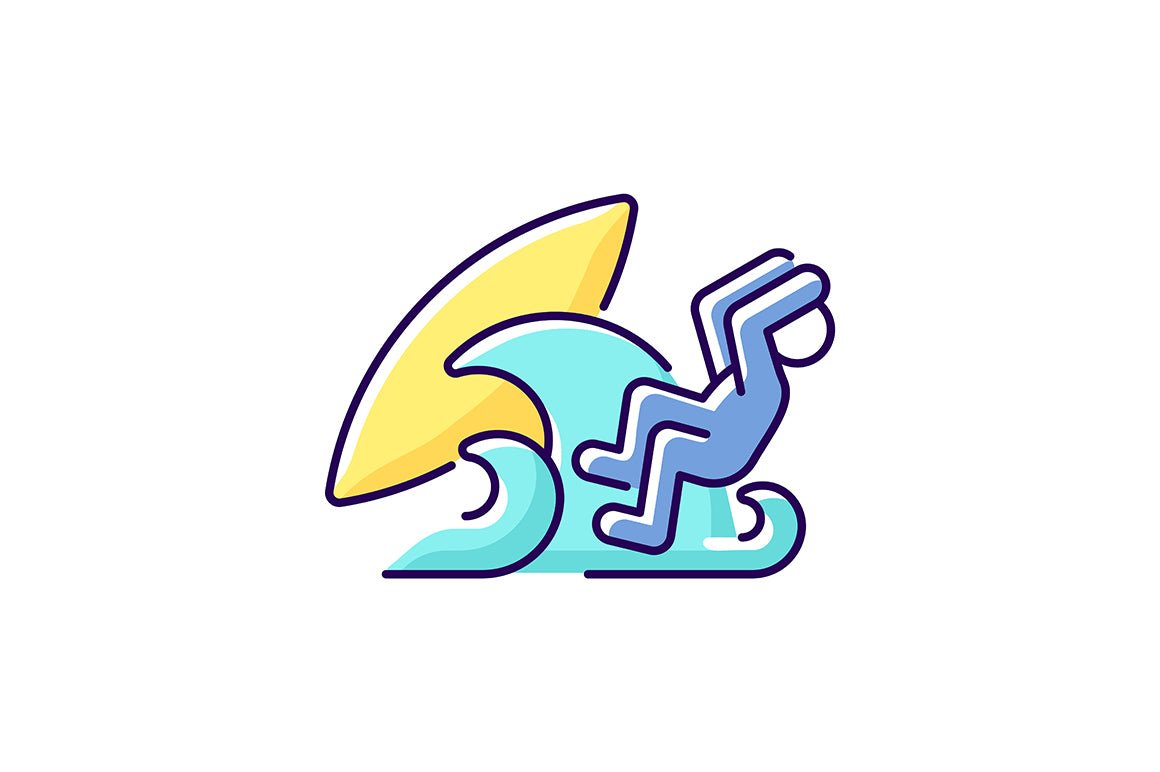Surfing RGB color icons set