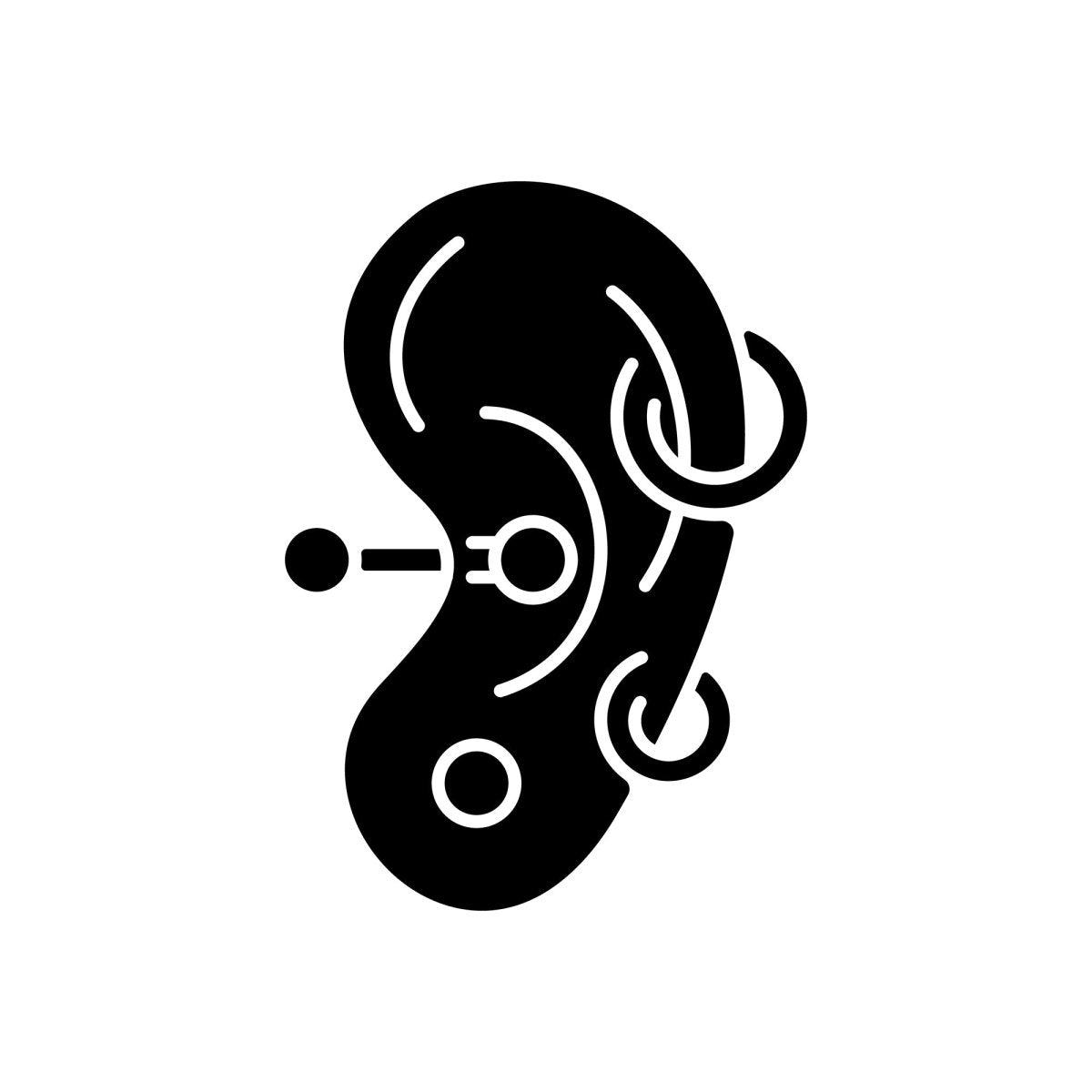 Tattoo and piercing black glyph icons set on white space