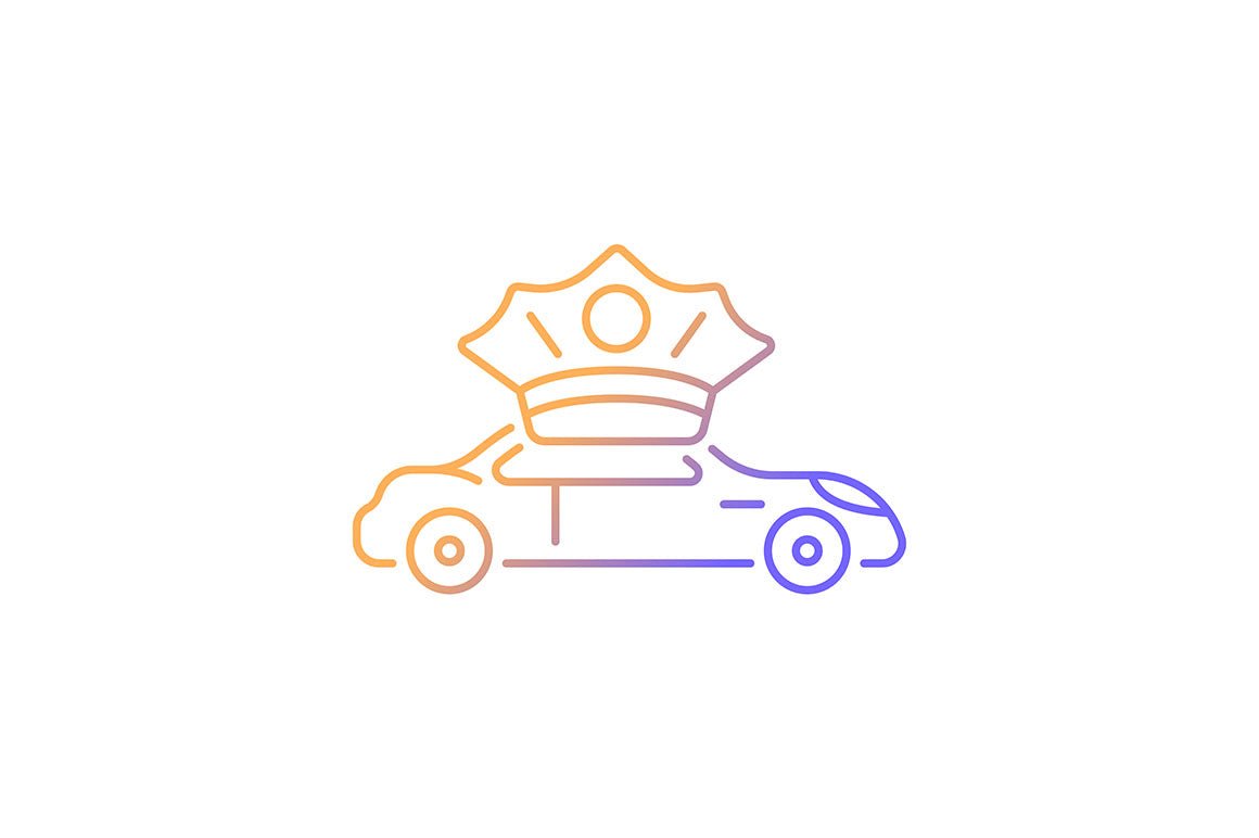 Taxi types gradient icons set for dark and light mode