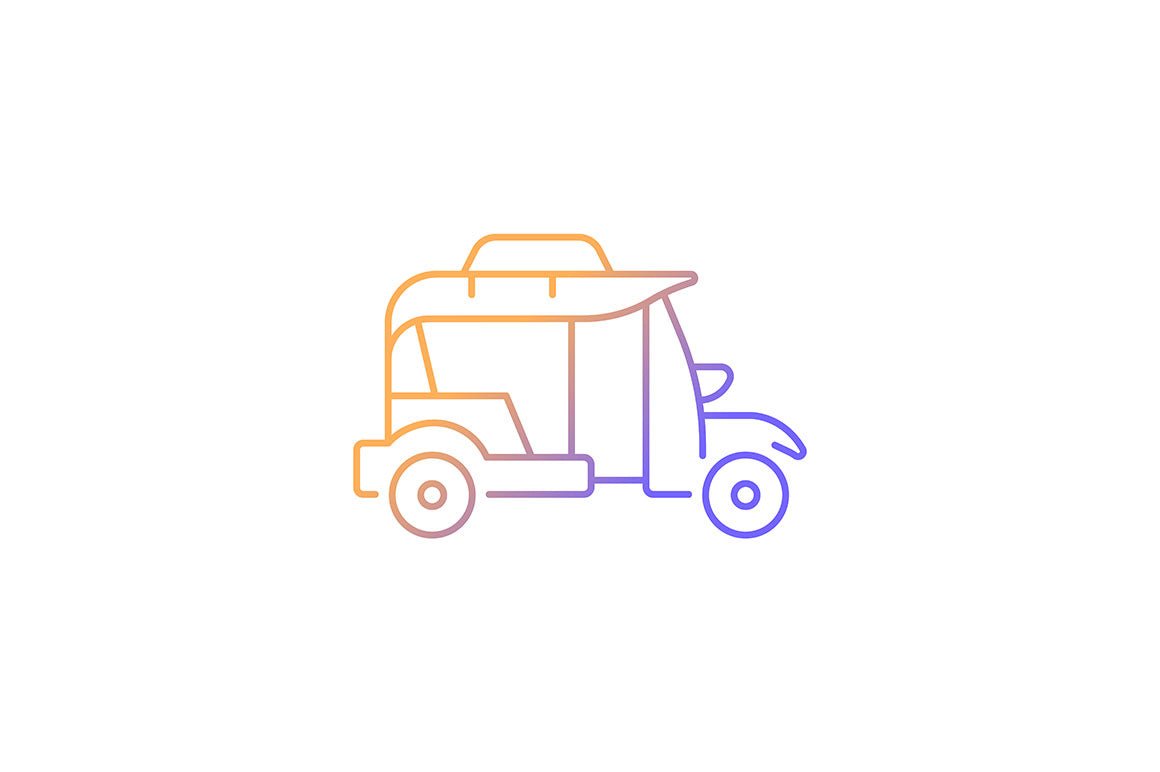 Taxi types gradient icons set for dark and light mode