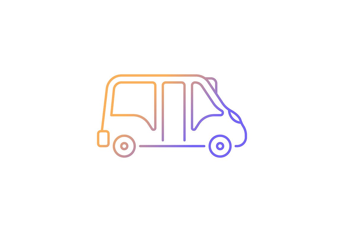 Taxi types gradient icons set for dark and light mode