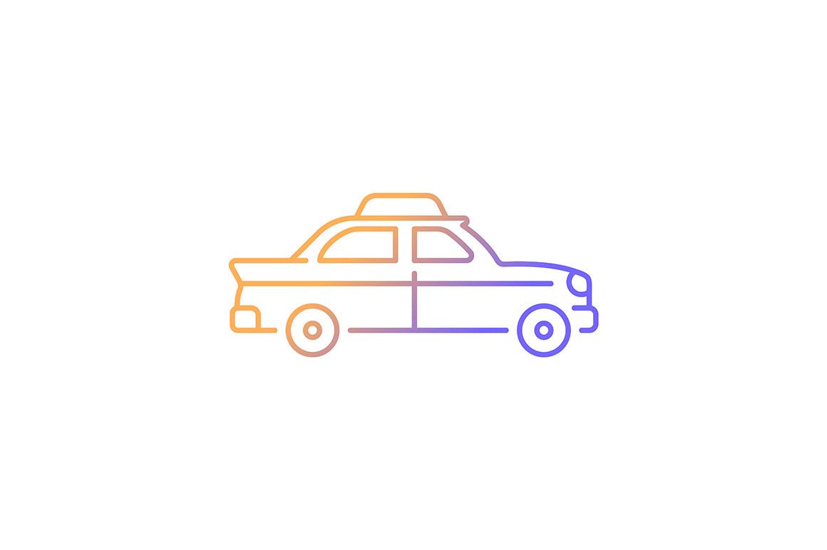 Taxi types gradient icons set for dark and light mode