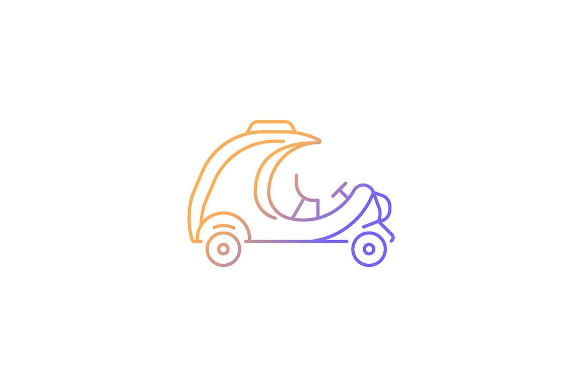 Taxi types gradient icons set for dark and light mode