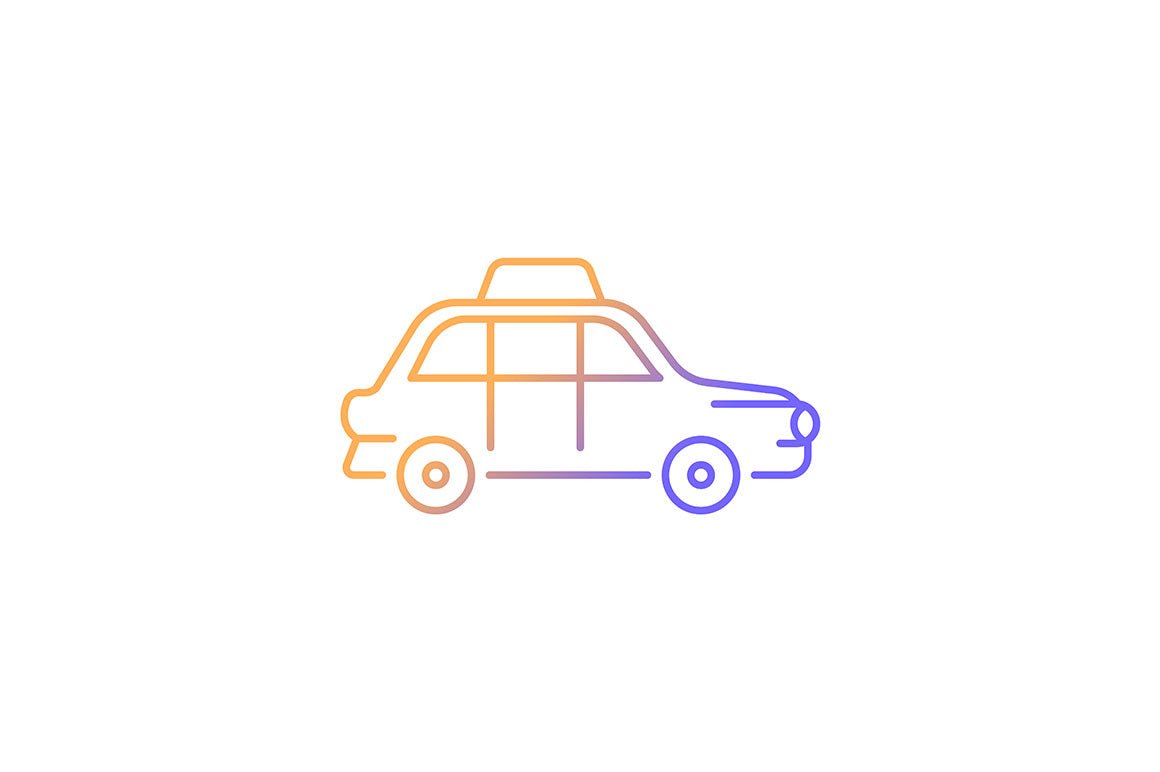 Taxi types gradient icons set for dark and light mode