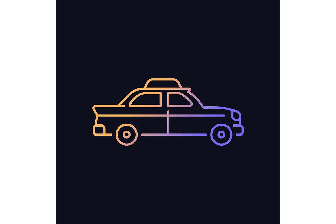Taxi types gradient icons set for dark and light mode