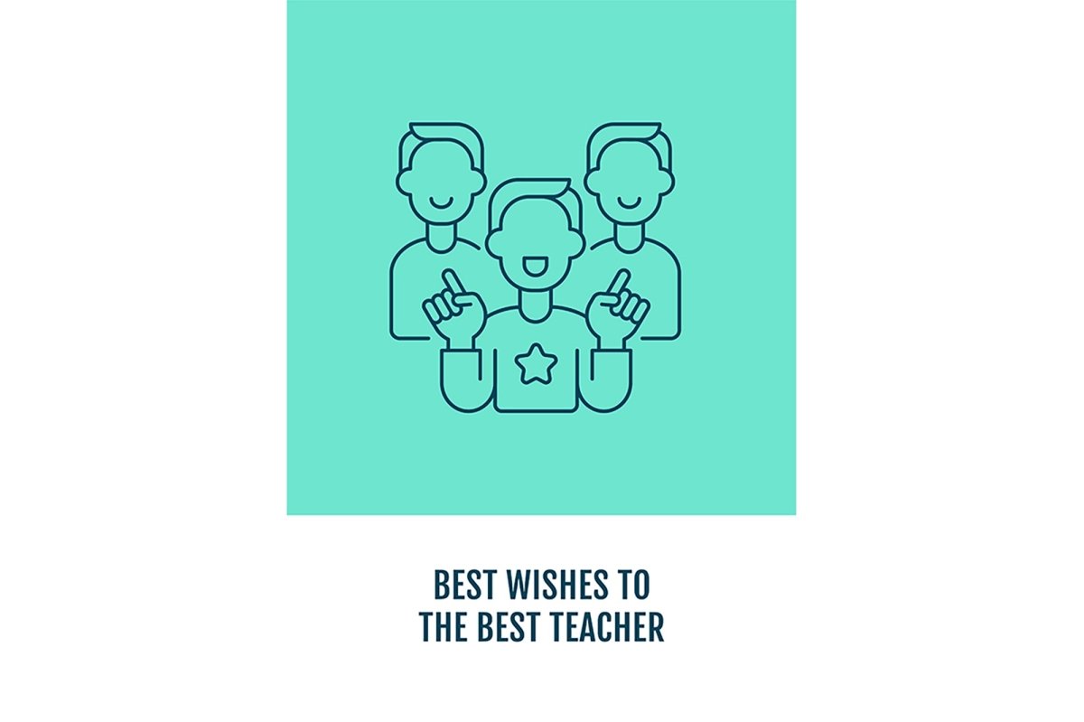 Teachers day worldwide postcards with linear glyph icon set