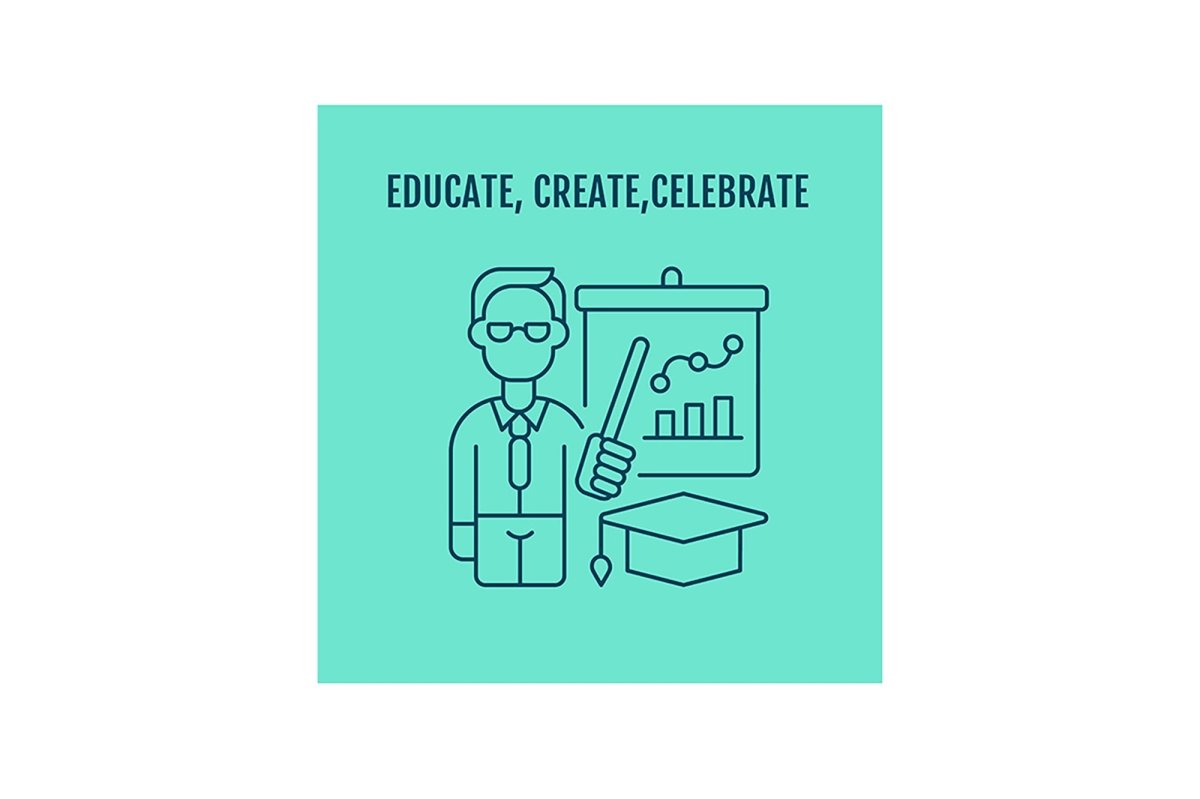 Teachers day worldwide postcards with linear glyph icon set