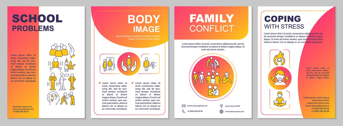 Teenage problems brochure template set