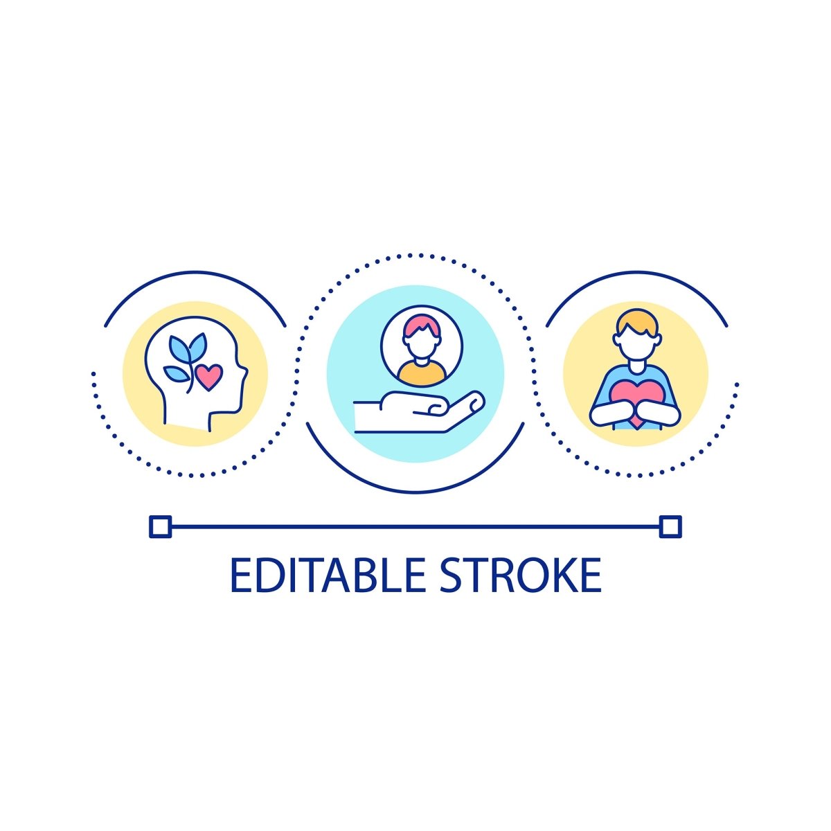 Teenage struggles loop concept icon set