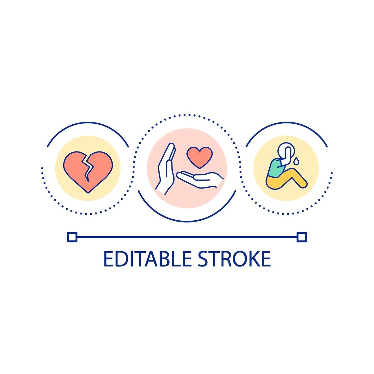 Teenage struggles loop concept icon set