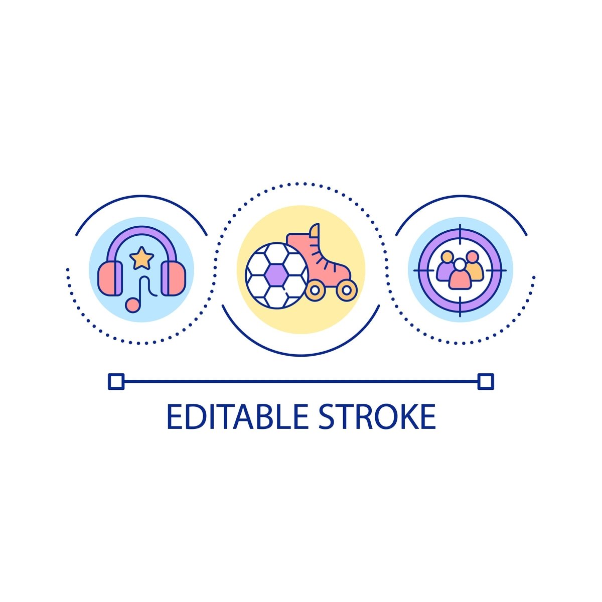 Teenage struggles loop concept icon set