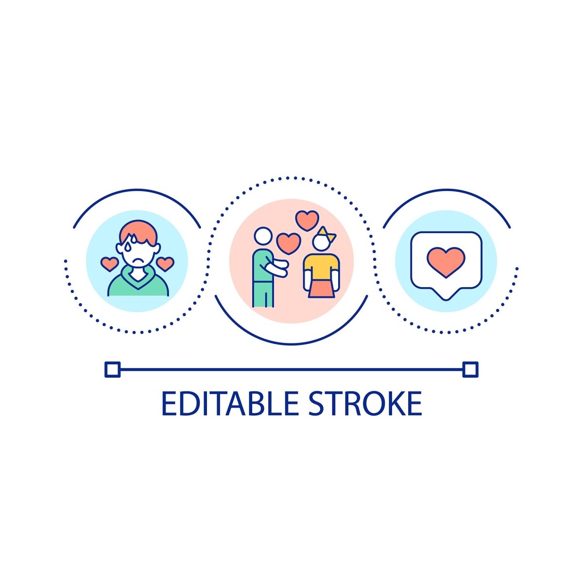 Teenage struggles loop concept icon set