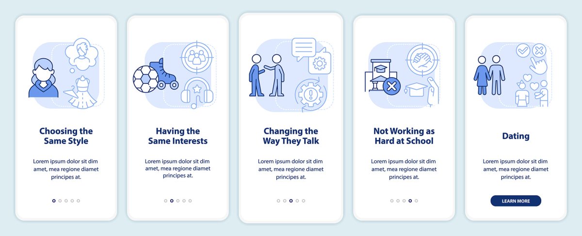Teenage struggles mobile app screen set