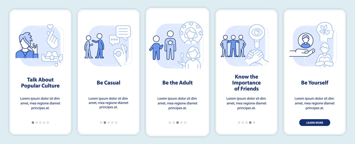 Teenage struggles mobile app screen set