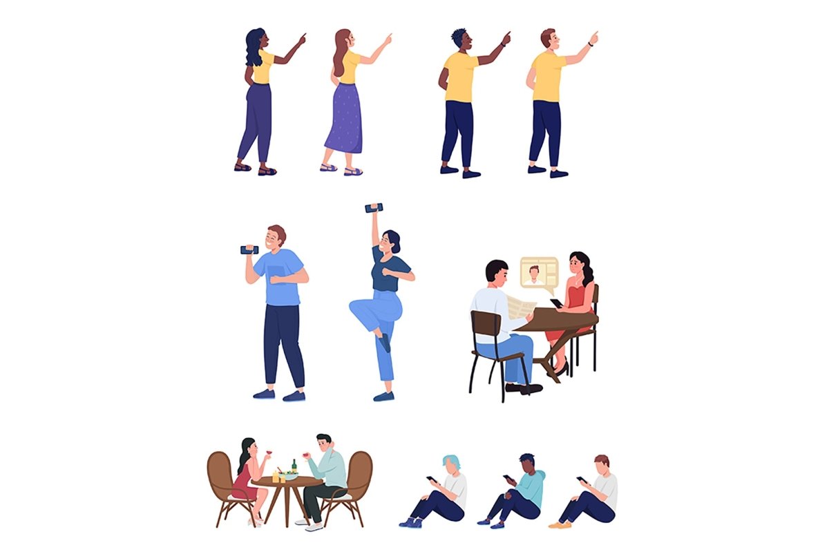 Teenagers vector characters bundle