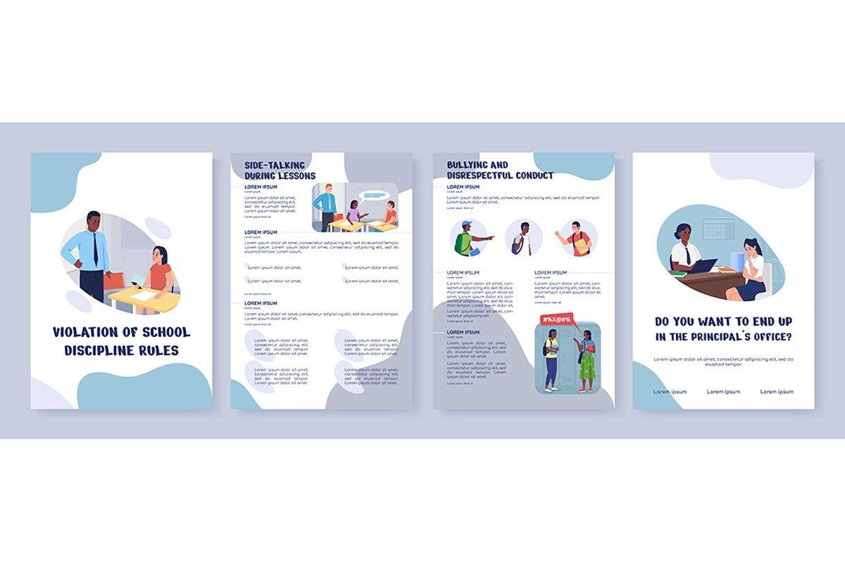 Teens social struggles flat vector brochure templates
