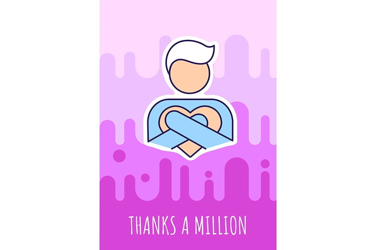Thank you greeting cards with color icon element set