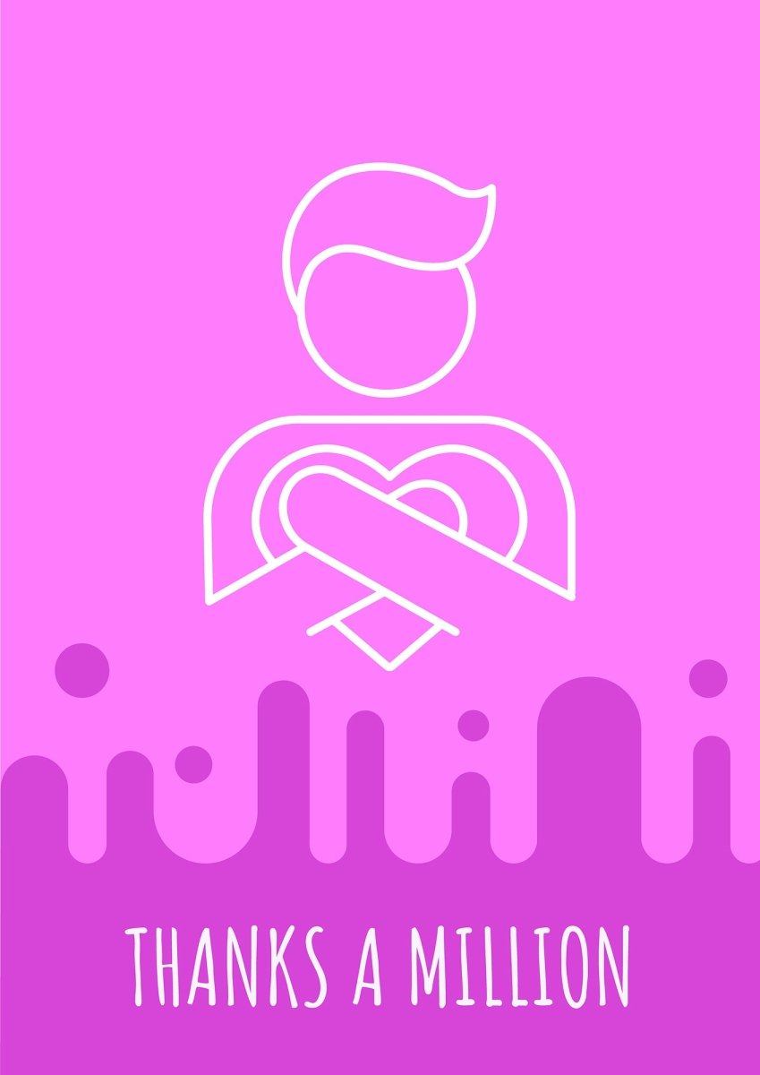 Thank you postcard with linear glyph icon