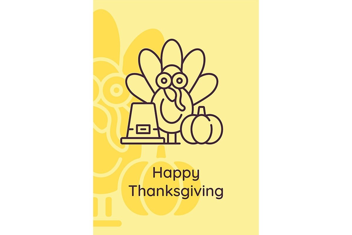 Thanksgiving holidays postcards with linear glyph icon set