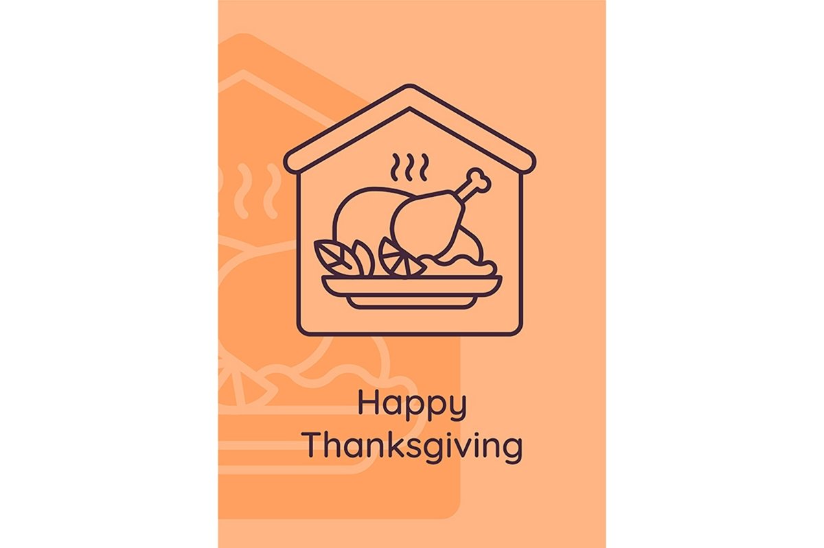 Thanksgiving holidays postcards with linear glyph icon set