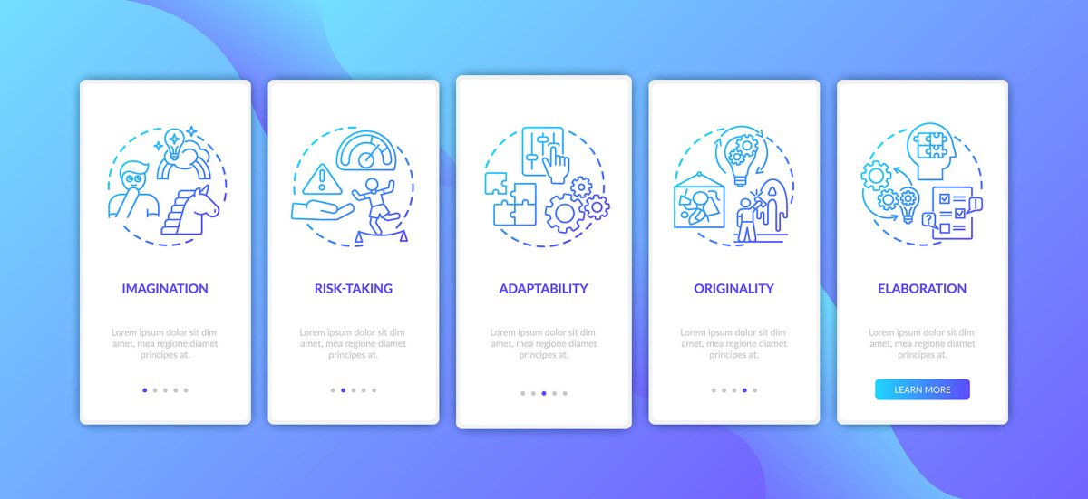 Thinking and creativity onboarding mobile app page screen bundle