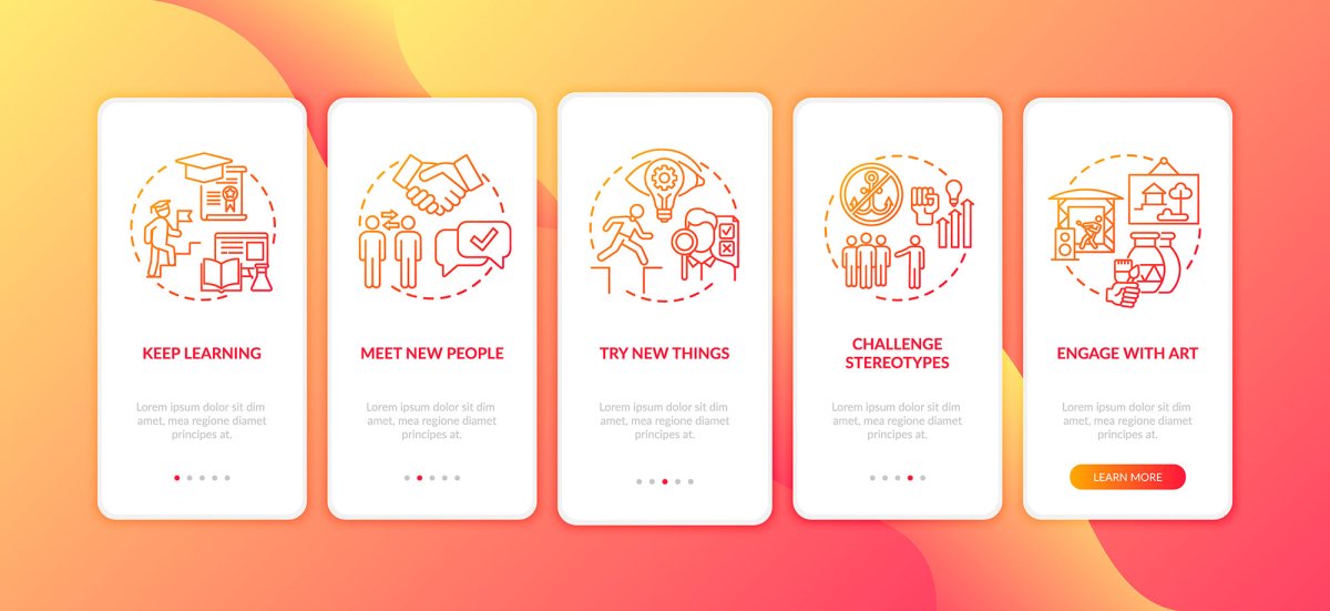 Thinking and creativity onboarding mobile app page screen bundle
