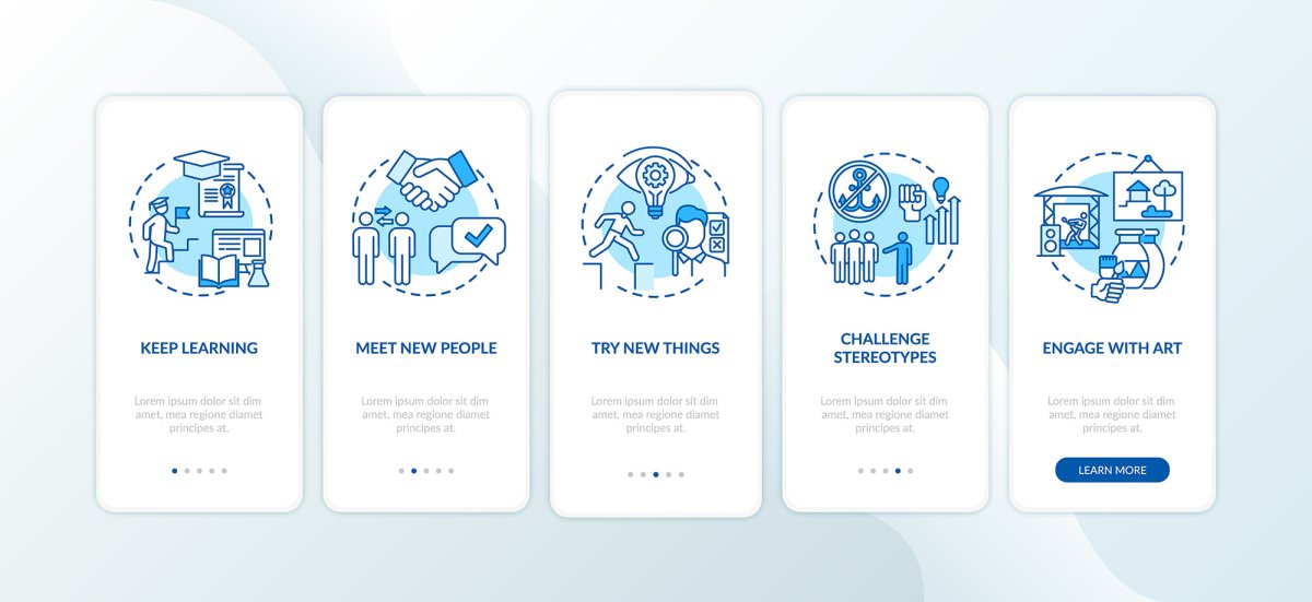 Thinking and creativity onboarding mobile app page screen bundle