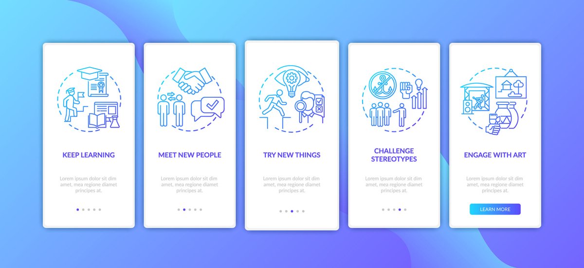 Thinking and creativity onboarding mobile app page screen bundle
