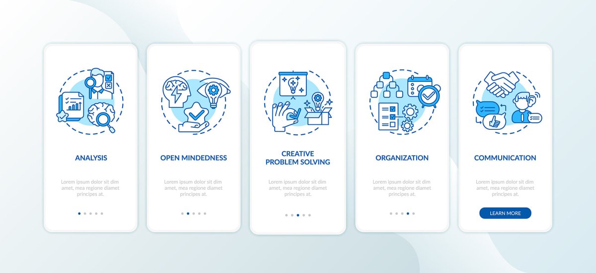 Thinking and creativity onboarding mobile app page screen bundle