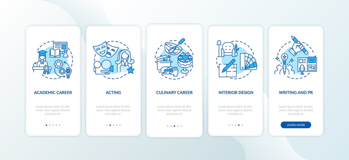Thinking and creativity onboarding mobile app page screen bundle