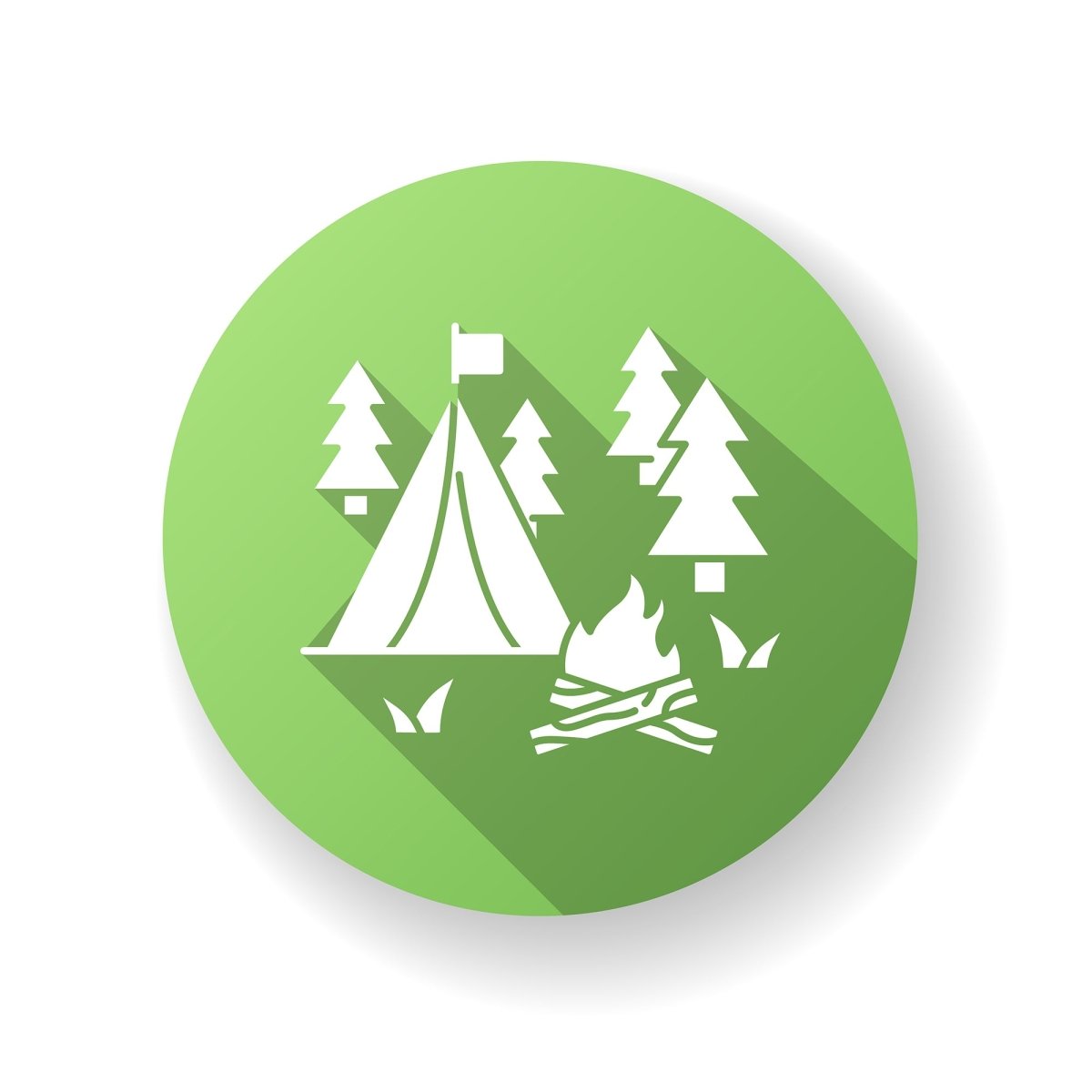 Tourism flat design long shadow glyph icons set