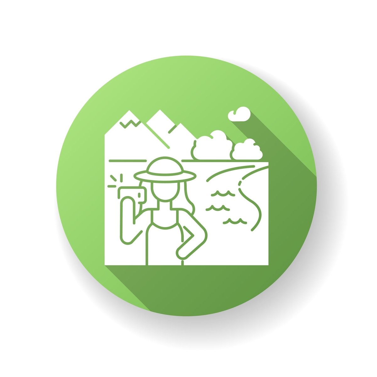 Tourism flat design long shadow glyph icons set